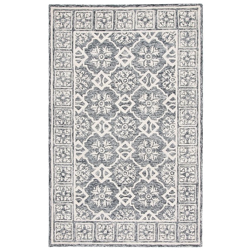 SAFAVIEH Metro Black/Ivory 8 ft. x 10 ft. Border Geometric Area Rug MET851Z-8