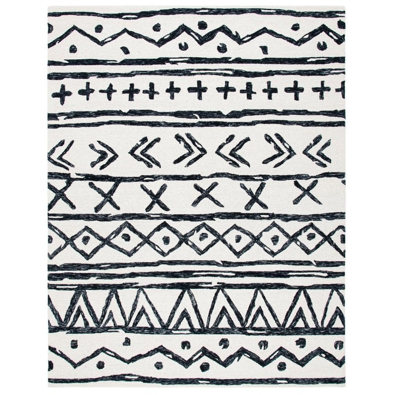 SAFAVIEH Metro Black/Ivory 8 ft. x 10 ft. Geometric Aztec Area Rug MET403Z-8