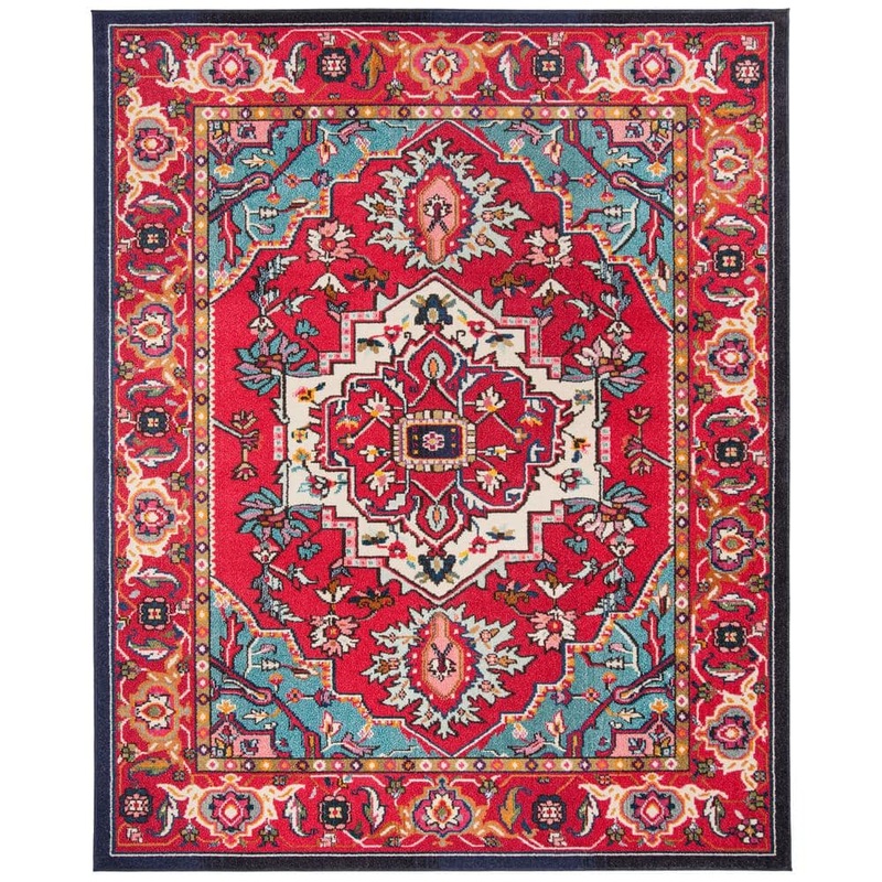 SAFAVIEH Monaco Red/Turquoise 10 ft. x 14 ft. Border Area Rug MNC207C-10