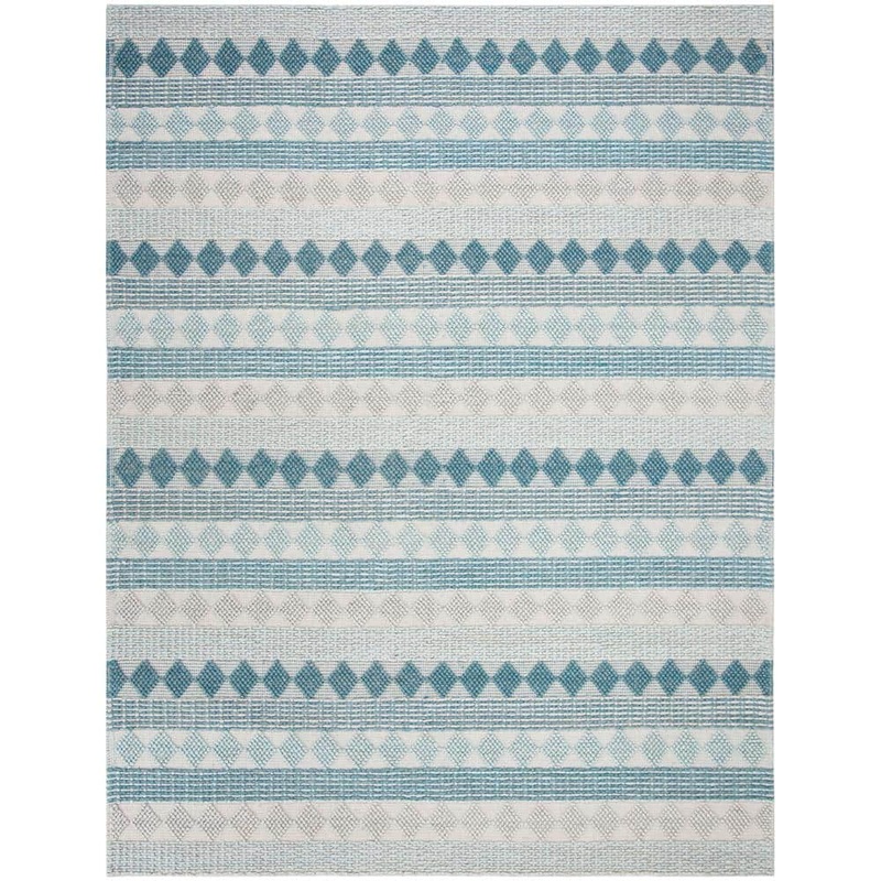 SAFAVIEH Natura Blue/Ivory 8 ft. x 10 ft. Multi-Diamond Geometric Area Rug NAT252M-8