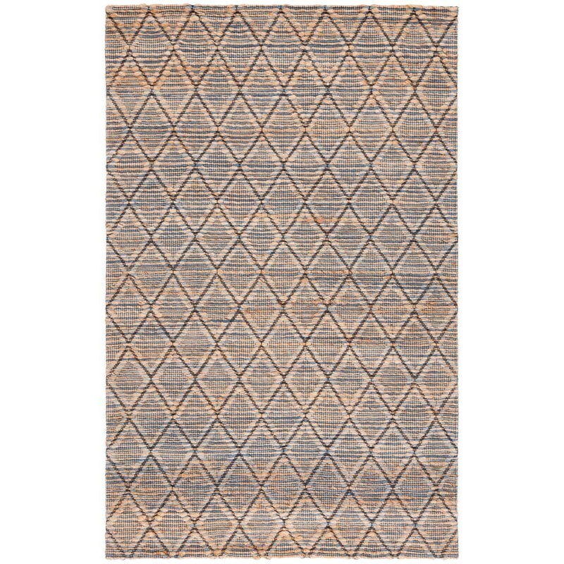 SAFAVIEH Natural Fiber Beige/Blue 4 ft. x 6 ft. Abstract Geometric Area Rug NFB175M-4