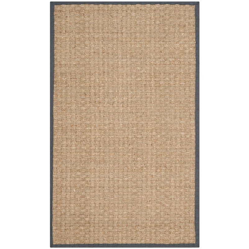 SAFAVIEH Natural Fiber Beige/Dark Gray Doormat 3 ft. x 4 ft. Border Area Rug NF114Q-24