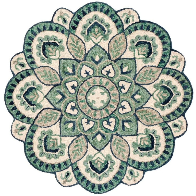 SAFAVIEH Novelty Ivory/Blue 6 ft. x 6 ft. Round Floral Area Rug NOV604M-6R