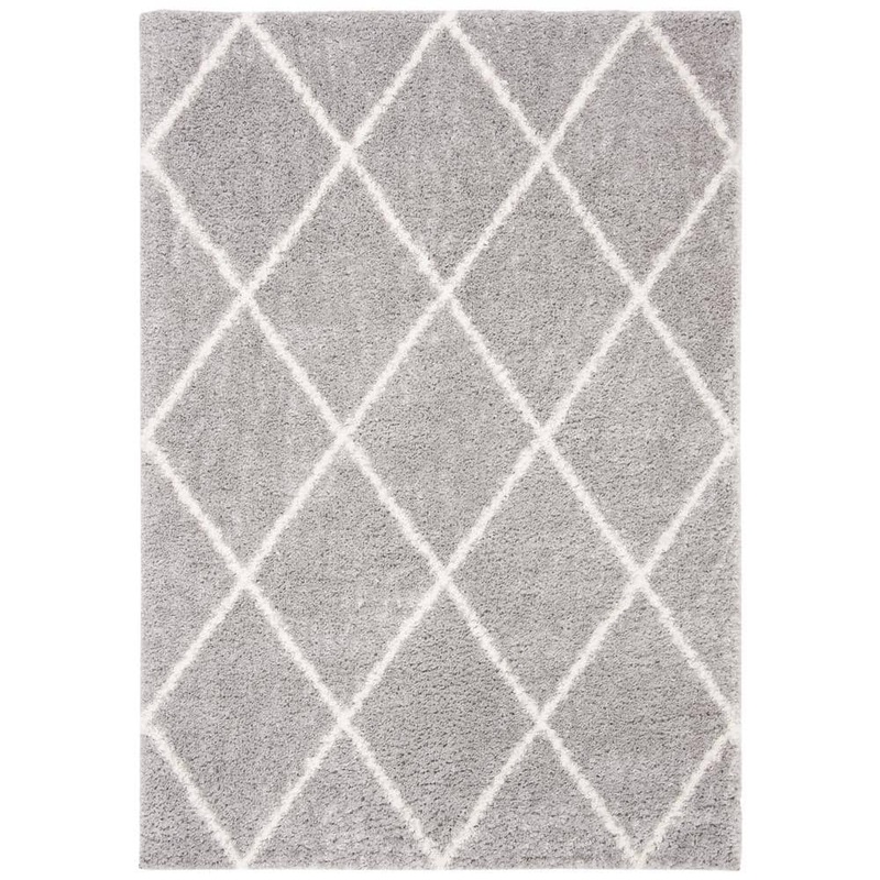 SAFAVIEH Parma Shag Gray/Cream 5 ft. x 8 ft. Geometric Area Rug PMA515G-5