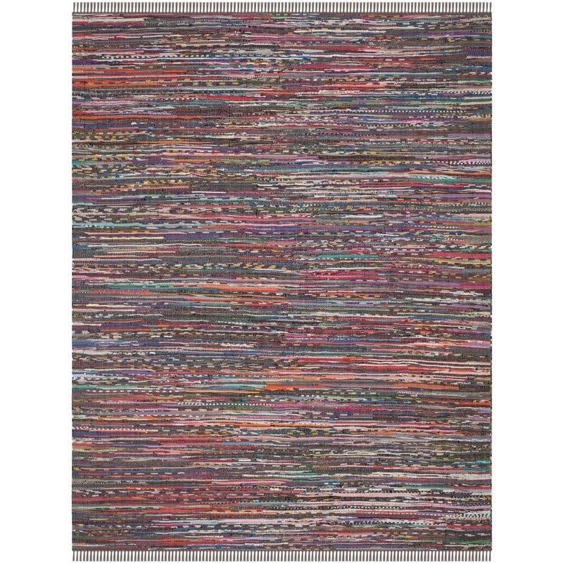 SAFAVIEH Rag Rug Rust/Multi 8 ft. x 10 ft. Striped Area Rug RAR121E-8