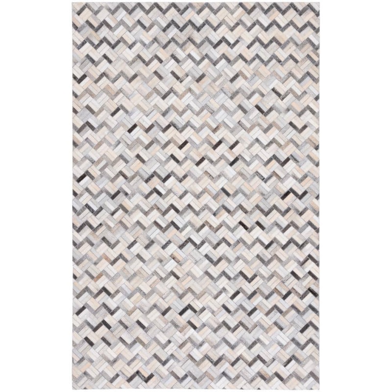 SAFAVIEH Studio Leather Black Gray 8 ft. x 10 ft. Geomtric Area Rug STL235G-8