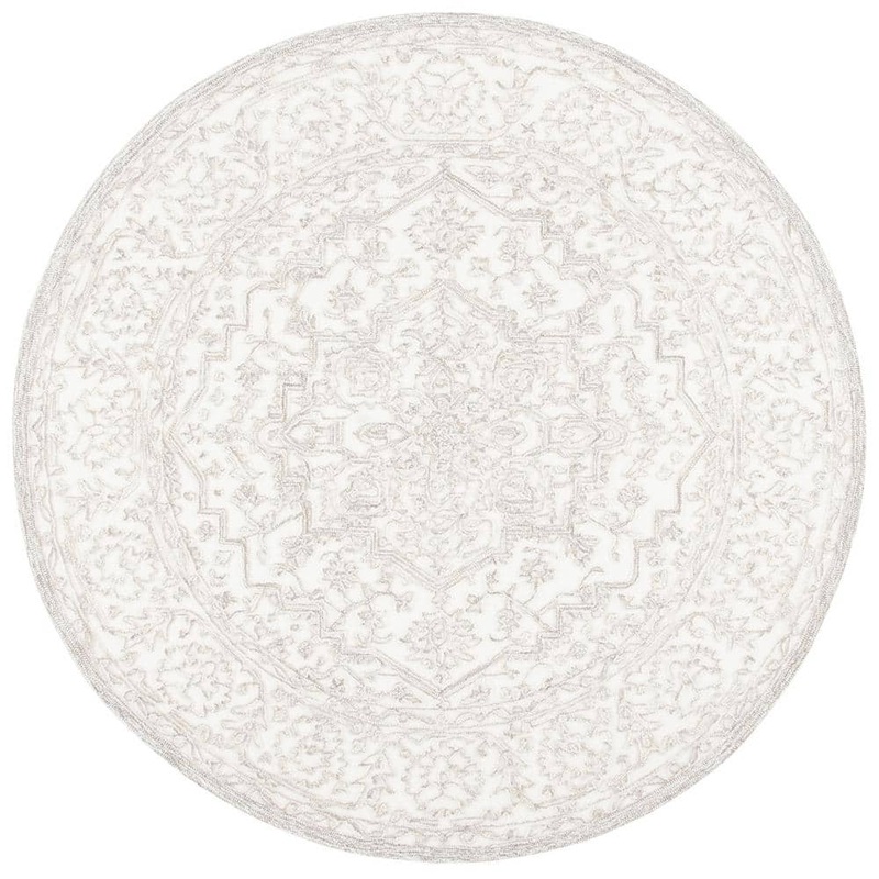 SAFAVIEH Trace Ivory/Natural 6 ft. x 6 ft. High-Low Round Area Rug TRC302A-6R