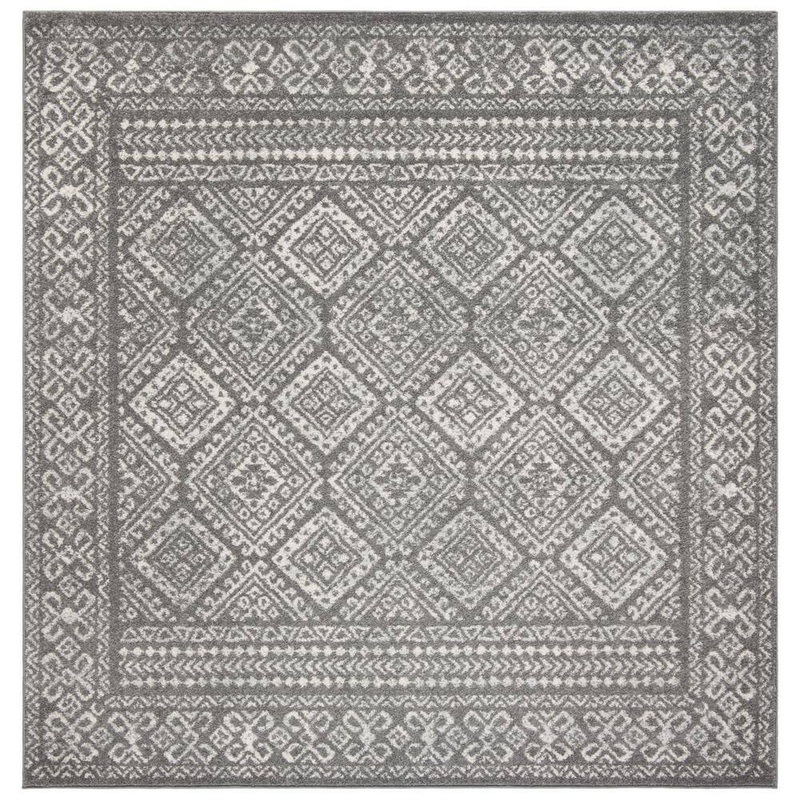 SAFAVIEH Tulum Dark Gray/Ivory Doormat 3 ft. x 3 ft. Square Border Area Rug TUL264F-3SQ