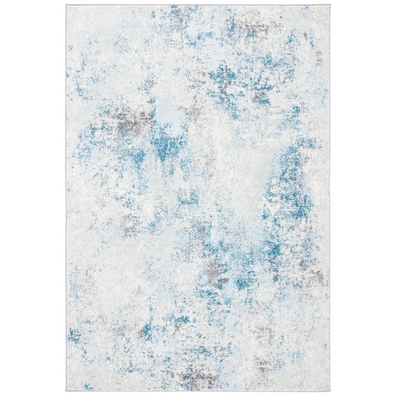 SAFAVIEH Tulum Ivory/Blue 8 ft. x 10 ft. Rustic Distressed Area Rug TUL209A-8
