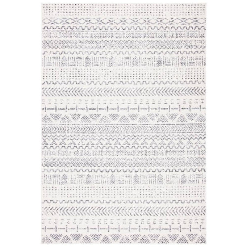 SAFAVIEH Tulum Ivory/Gray 8 ft. x 10 ft. Tribal Striped Area Rug TUL624A-8