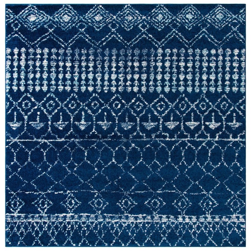 SAFAVIEH Tulum Navy/Ivory 5 ft. x 5 ft. Square Moroccan Area Rug TUL229N-5SQ