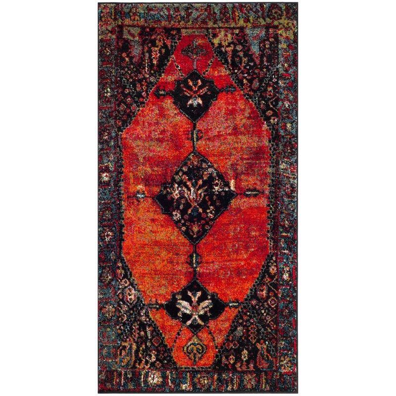 SAFAVIEH Vintage Hamadan Orange/Multi Doormat 3 ft. x 5 ft. Border Area Rug VTH217B-3