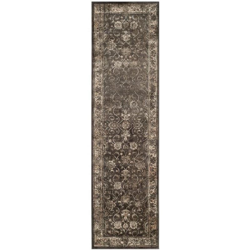 SAFAVIEH Vintage Soft Anthracite 2 ft. x 16 ft. Border Runner Rug VTG117-330-216
