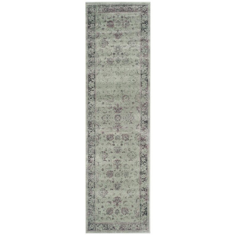 SAFAVIEH Vintage Spruce/Ivory 2 ft. x 12 ft. Distressed Border Runner Rug VTG117-2111-212
