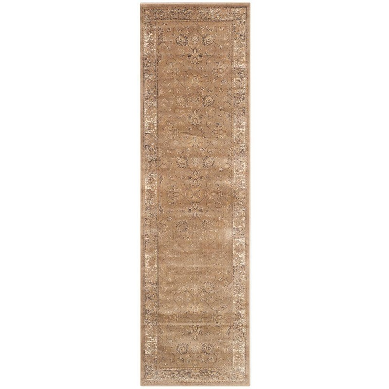 SAFAVIEH Vintage Taupe 2 ft. x 8 ft. Distressed Border Runner Rug VTG117-1662-28