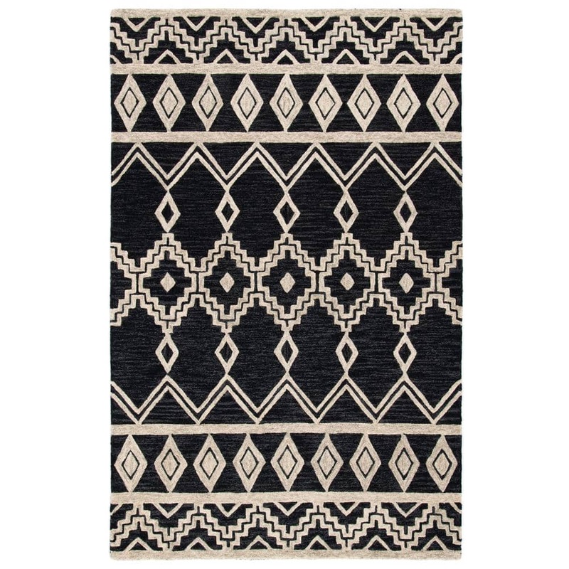 SAFAVIEH Abstract Black/Ivory 8 ft. x 10 ft. Chevron Tribal Area Rug ABT851Z-8