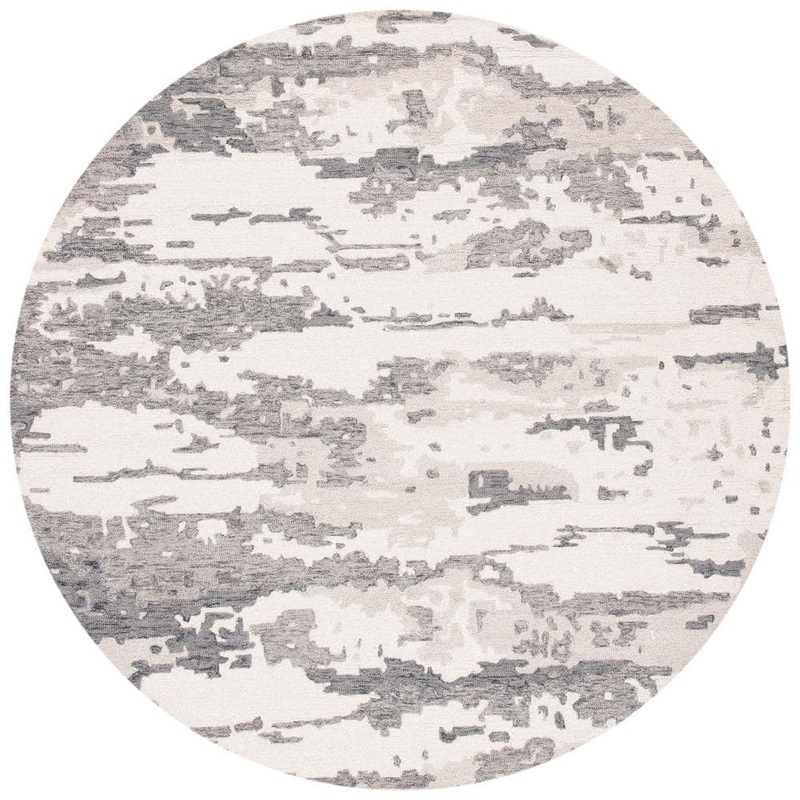 SAFAVIEH Abstract Charcoal/Ivory 8 ft. x 8 ft. Abstract Sky Round Area Rug ABT465H-8R