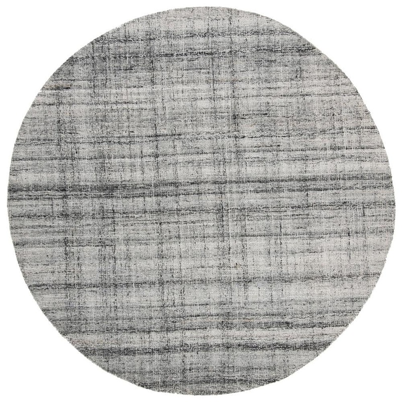 SAFAVIEH Abstract Gray/Black 6 ft. x 6 ft. Striped Round Area Rug ABT141B-6R