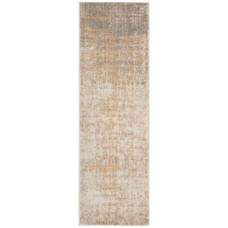 SAFAVIEH Adirondack Cream/Gold 3 ft. x 12 ft. Abstract Runner Rug ADR207A-212