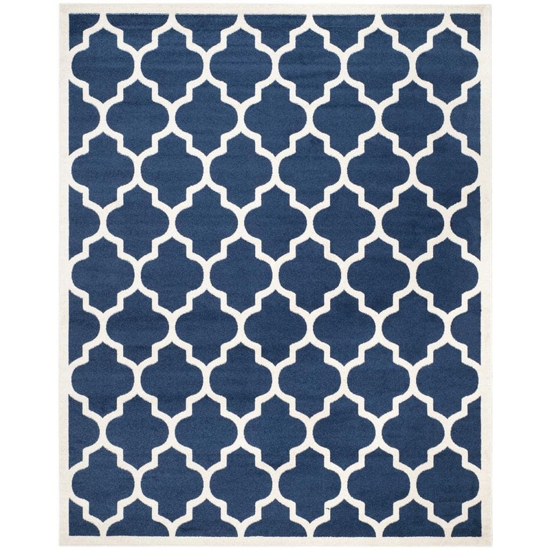 SAFAVIEH Amherst Navy/Beige 8 ft. x 10 ft. Geometric Trellis Area Rug AMT420P-8
