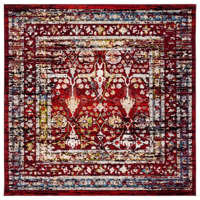 SAFAVIEH Amsterdam Red 7 ft. x 7 ft. Border Square Area Rug AMS177Q-7SQ