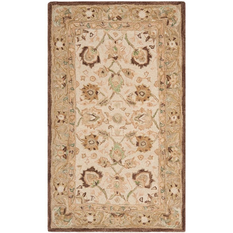 SAFAVIEH Anatolia Ivory/Brown 3 ft. x 5 ft. Border Area Rug AN512D-3