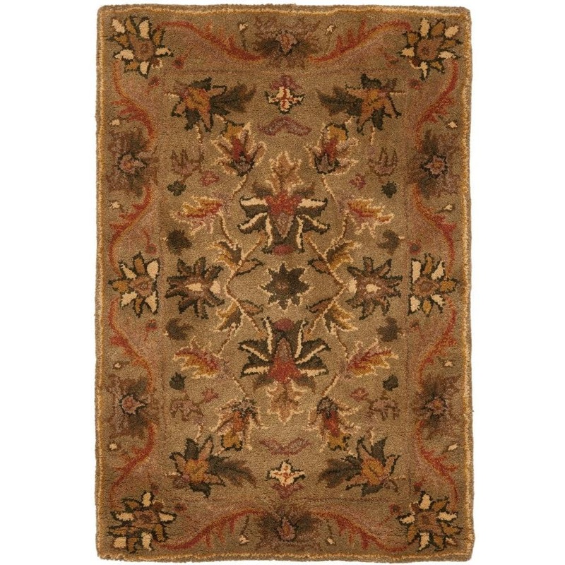 SAFAVIEH Antiquity Olive/Gold Doormat 2 ft. x 3 ft. Border Area Rug AT52A-2