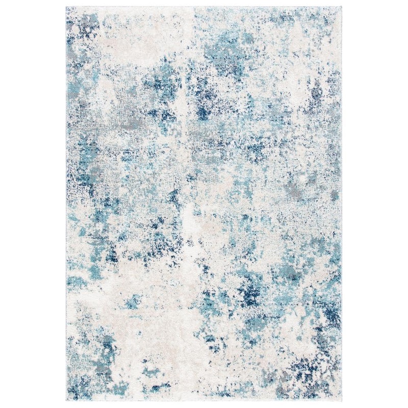 SAFAVIEH Aston Ivory/Blue 5 ft. x 8 ft. Distressed Geometric Area Rug ASN710M-5