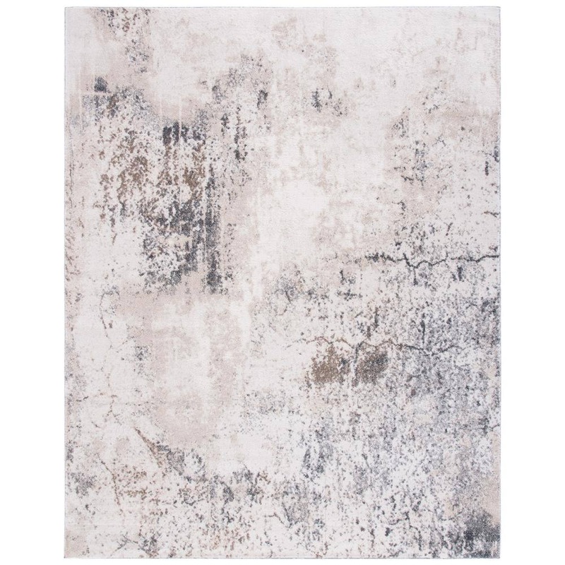 SAFAVIEH Aston Ivory/Gray 9 ft. x 12 ft. Geometric Distressed Area Rug ASN708A-9