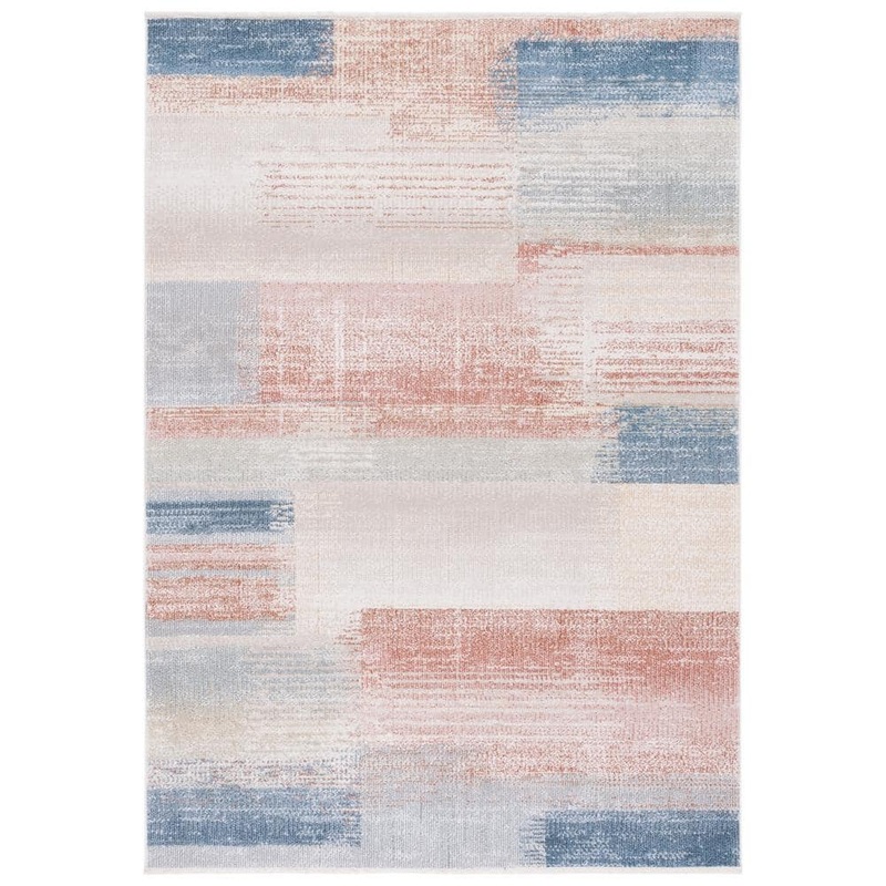 SAFAVIEH Blair Beige/Blue Rust 8 ft. x 10 ft. Machine Washable Abstract Area Rug BLR216B-8