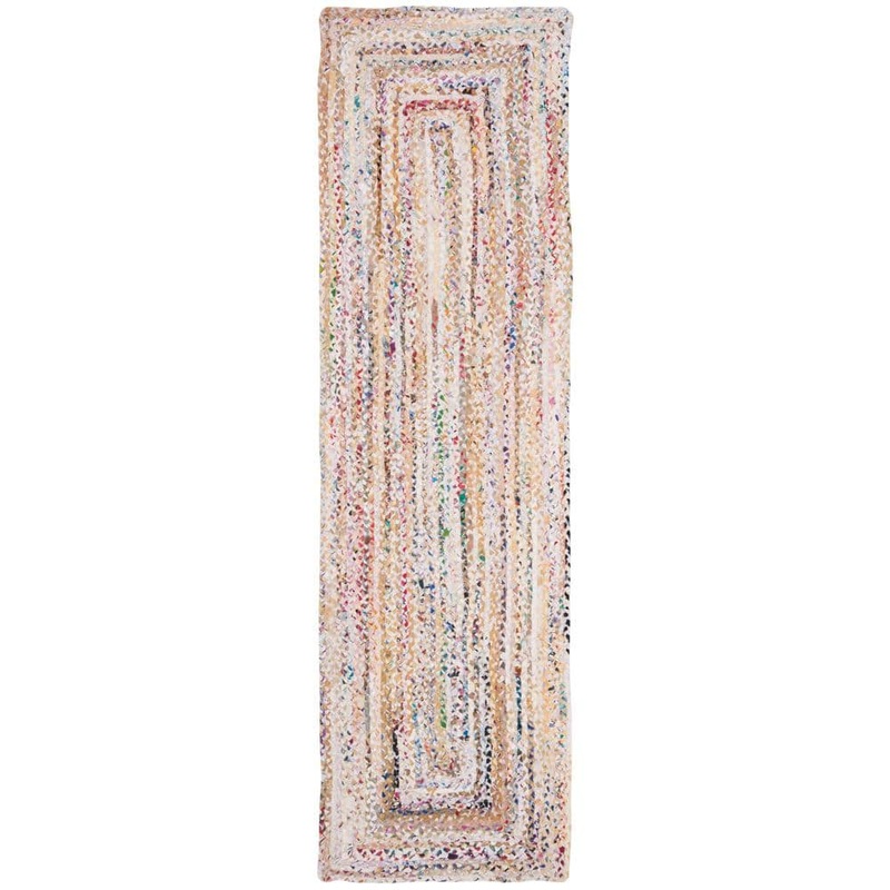 SAFAVIEH Braided Ivory/Multi 2 ft. x 18 ft. Border Runner Rug BRD210B-218