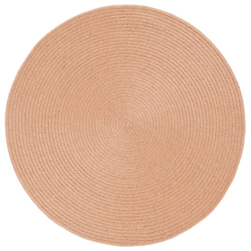 SAFAVIEH Braided Tan Doormat 3 ft. x 3 ft. Abstract Round Area Rug BRD402E-3R