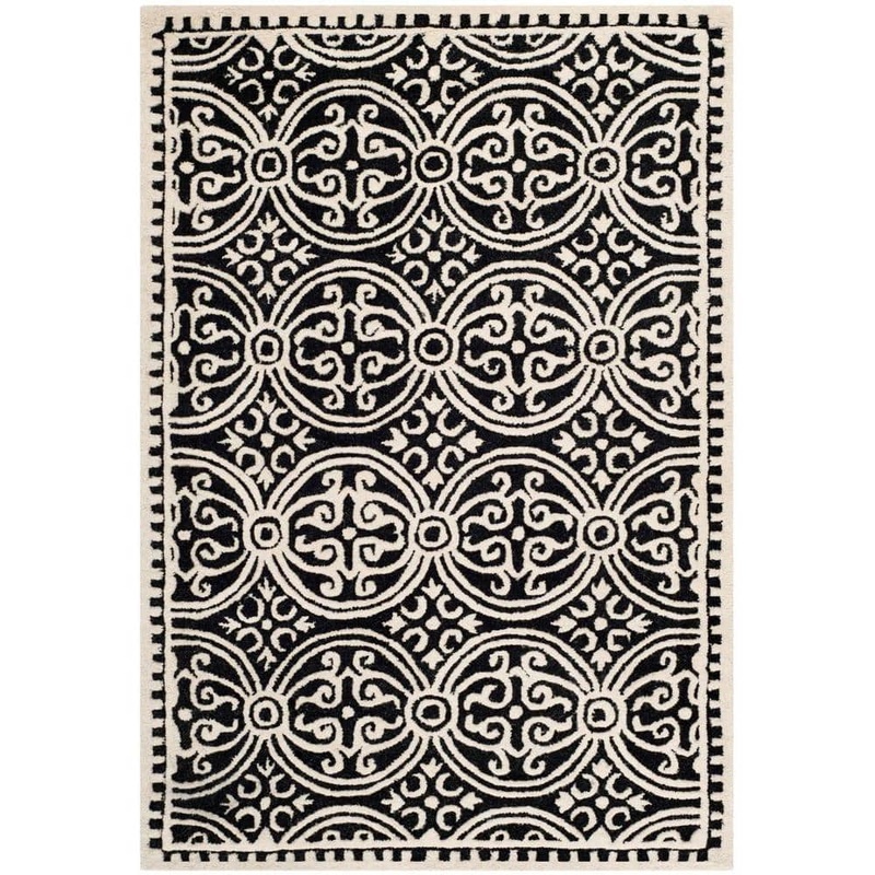 SAFAVIEH Cambridge Black/Ivory 4 ft. x 6 ft. Geometric Medallion Area Rug CAM123E-4