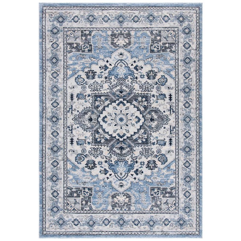 SAFAVIEH Charleston Blue/Gray 4 ft. x 6 ft. Border Floral Area Rug CHL431M-4