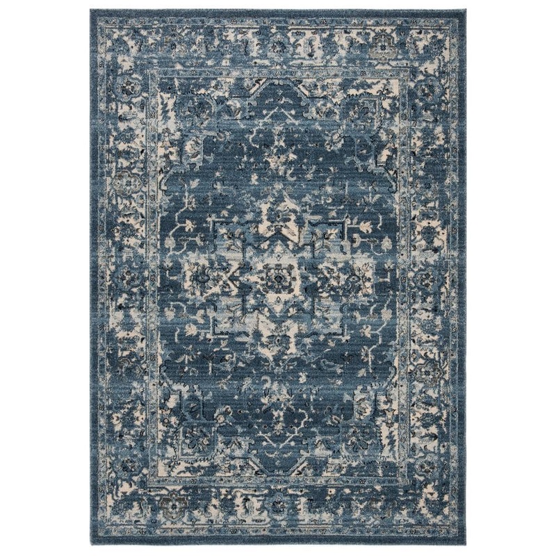 SAFAVIEH Charleston Navy/Cream Doormat 2 ft. x 4 ft. Distressed Border Area Rug CHL411N-24