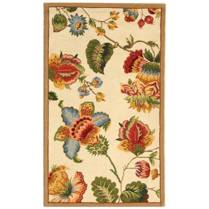 SAFAVIEH Chelsea Ivory Doormat 3 ft. x 5 ft. Floral Gradient Solid Area Rug HK331A-3