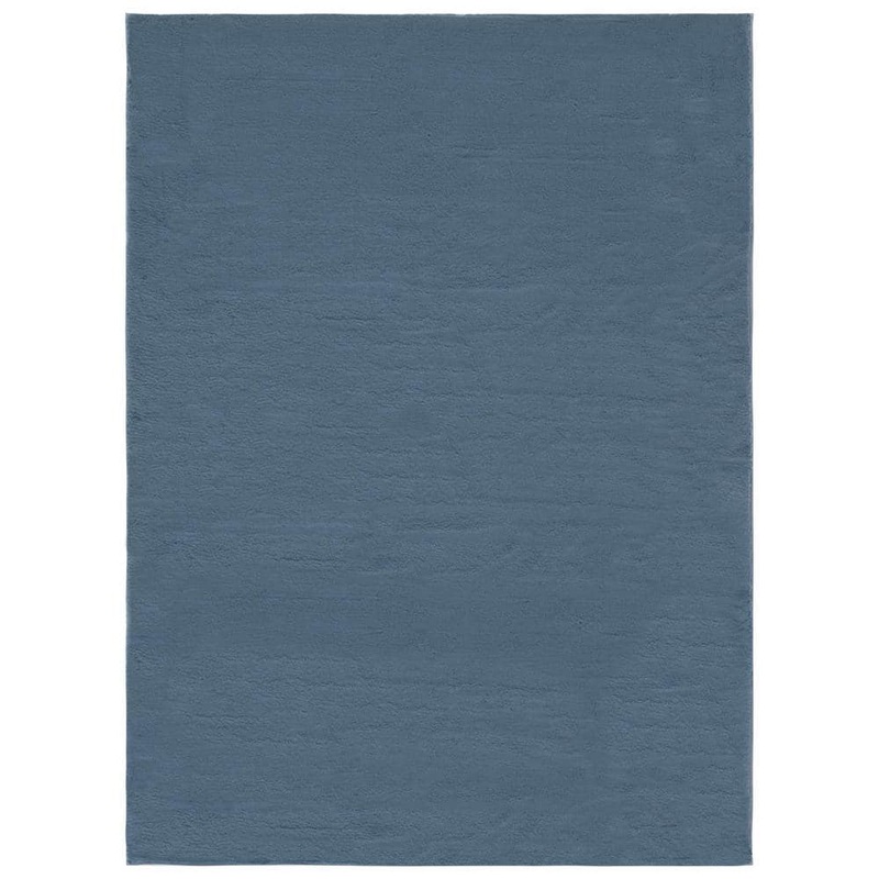 SAFAVIEH Faux Rabbit Fur Indigo 5 ft. x 7 ft. Solid Flokati Area Rug FRF976H-57