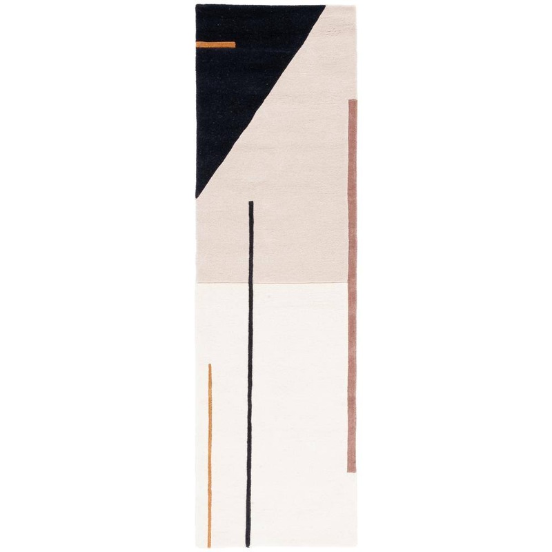 SAFAVIEH Fifth Avenue Ivory/Black 2 ft. x 10 ft. Abstract Geometric Runner Rug FTV110A-210