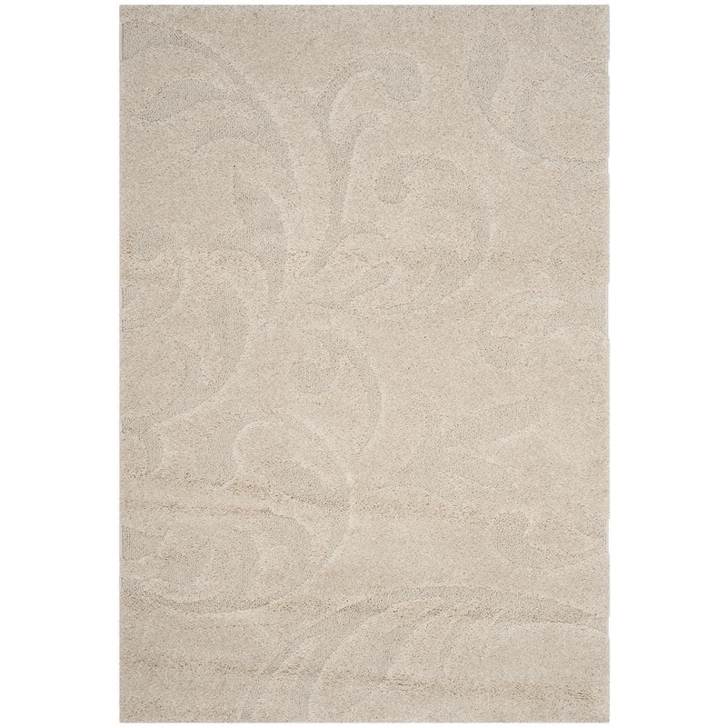 SAFAVIEH Florida Shag Cream 4 ft. x 6 ft. Solid Floral Area Rug SG468-1111-4