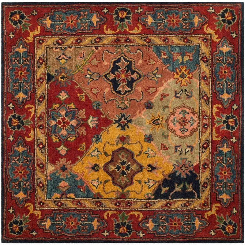 SAFAVIEH Heritage Red/Multi 4 ft. x 4 ft. Square Border Area Rug HG926A-4SQ