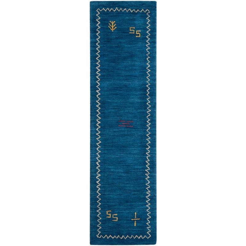 SAFAVIEH Himalaya Blue 2 ft. x 14 ft. Border Runner Rug HIM583A-214