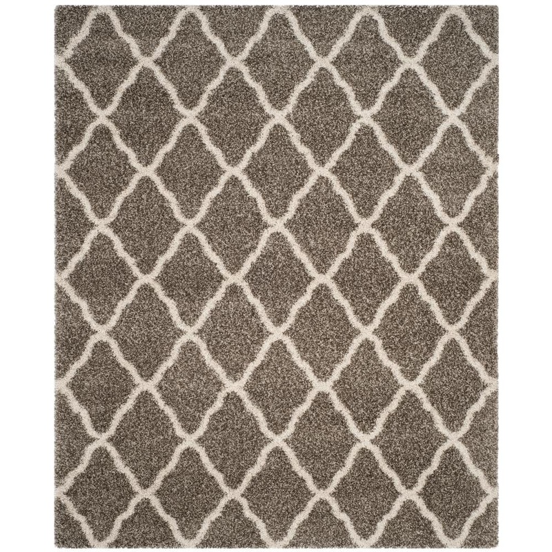 SAFAVIEH Hudson Shag Gray/Ivory 8 ft. x 10 ft. Trellis Area Rug SGH283B-8