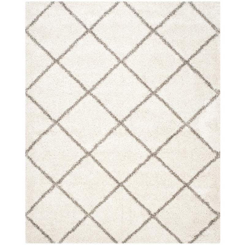SAFAVIEH Hudson Shag Ivory/Gray 8 ft. x 10 ft. Geometric Diamonds Area Rug SGH281A-8