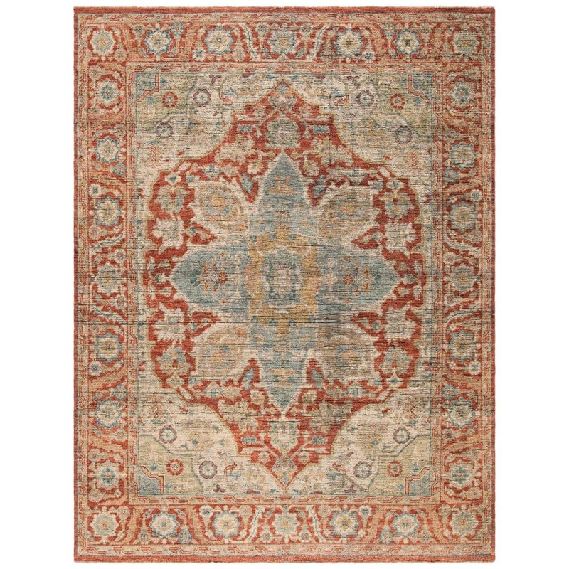 SAFAVIEH Izmir Rust/Beige 9 ft. x 12 ft. Floral Medallion Area Rug IZM103P-9