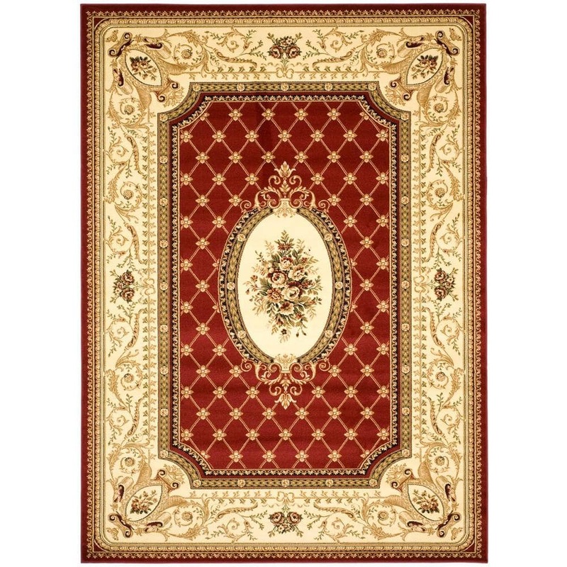 SAFAVIEH Lyndhurst Red/Ivory 8 ft. x 11 ft. Antique Floral Medallion Area Rug LNH223B-8