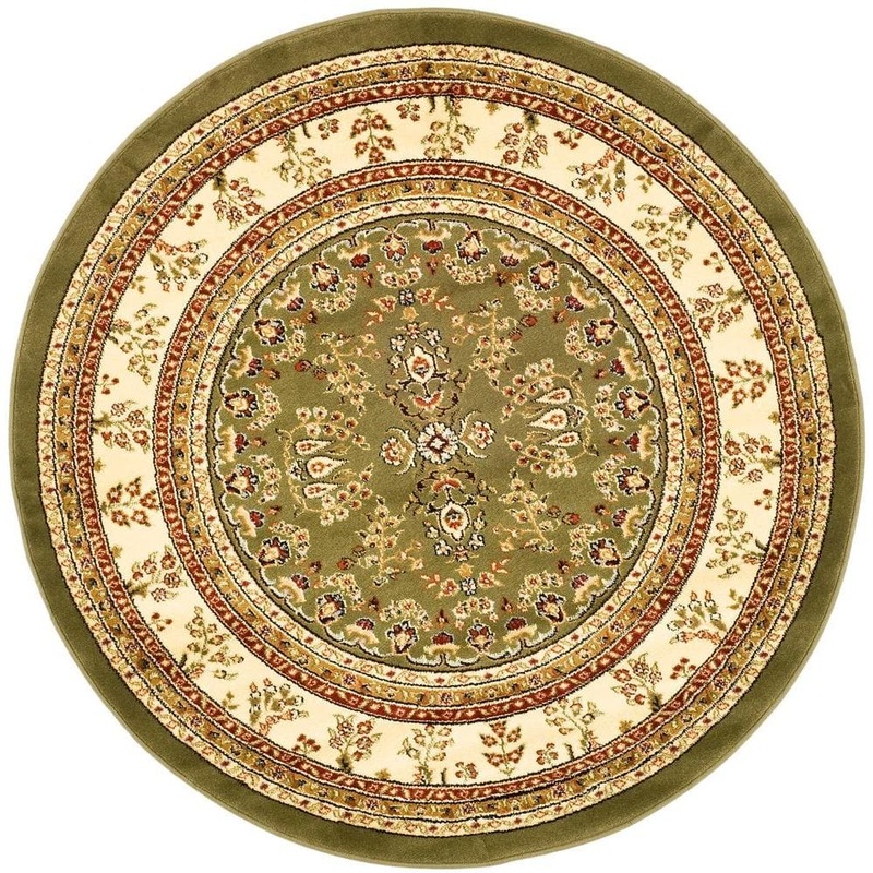 SAFAVIEH Lyndhurst Sage/Ivory 8 ft. x 8 ft. Round Antique Floral Border Area Rug LNH331C-8R