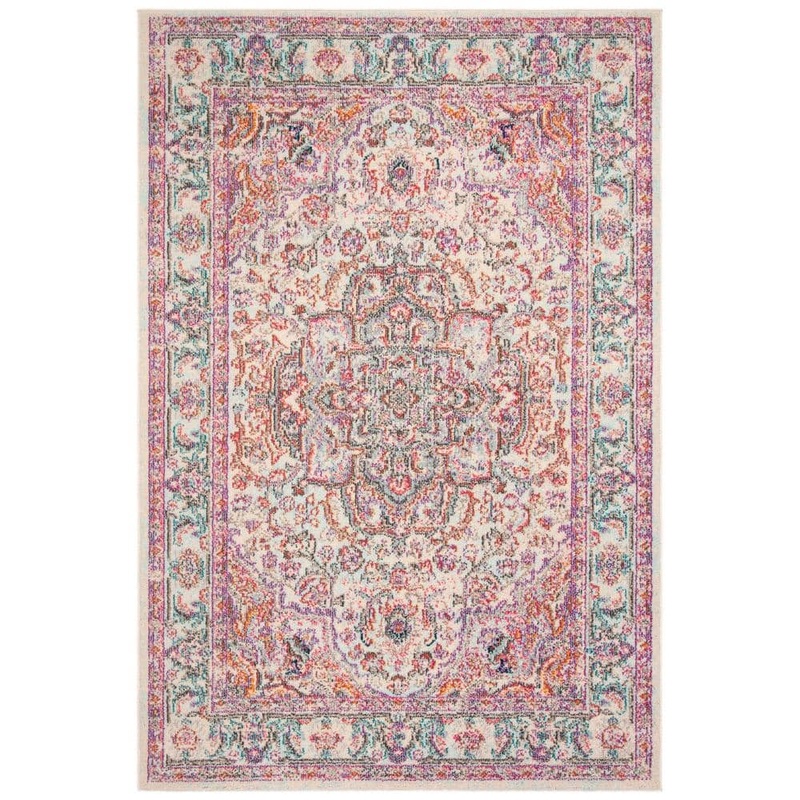 SAFAVIEH Madison Beige/Fuchsia 9 ft. x 12 ft. Geometric Area Rug MAD259B-9