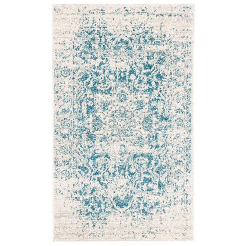 SAFAVIEH Madison Teal/Ivory Doormat 2 ft. x 4 ft. Geometric Area Rug MAD603J-24