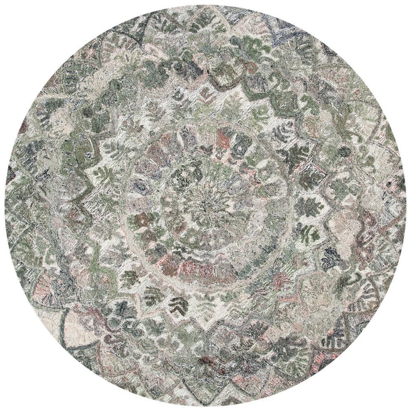 SAFAVIEH Marquee Gray/Multi 10 ft. x 10 ft. Traditional Floral Oriental Round Area Rug MRQ110A-10R