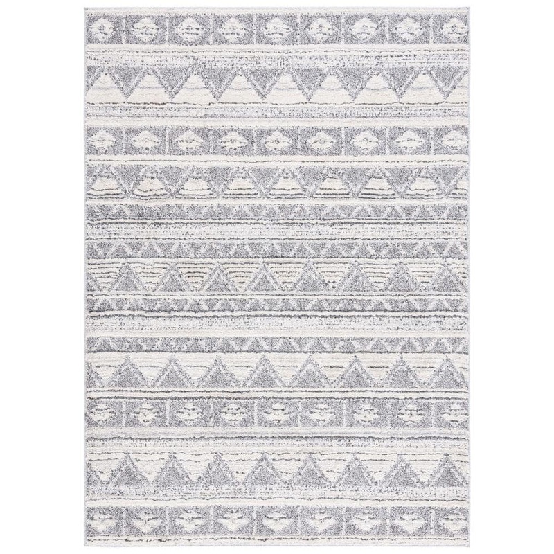 SAFAVIEH Martha Stewart Ivory Gray/Dark Gray 4 ft. x 6 ft. Striped Chevron Area Rug MSR0750A-4